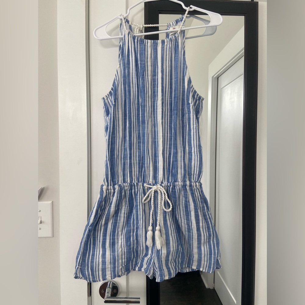 Blue and White Striped Romper Vineyard Vines size 8